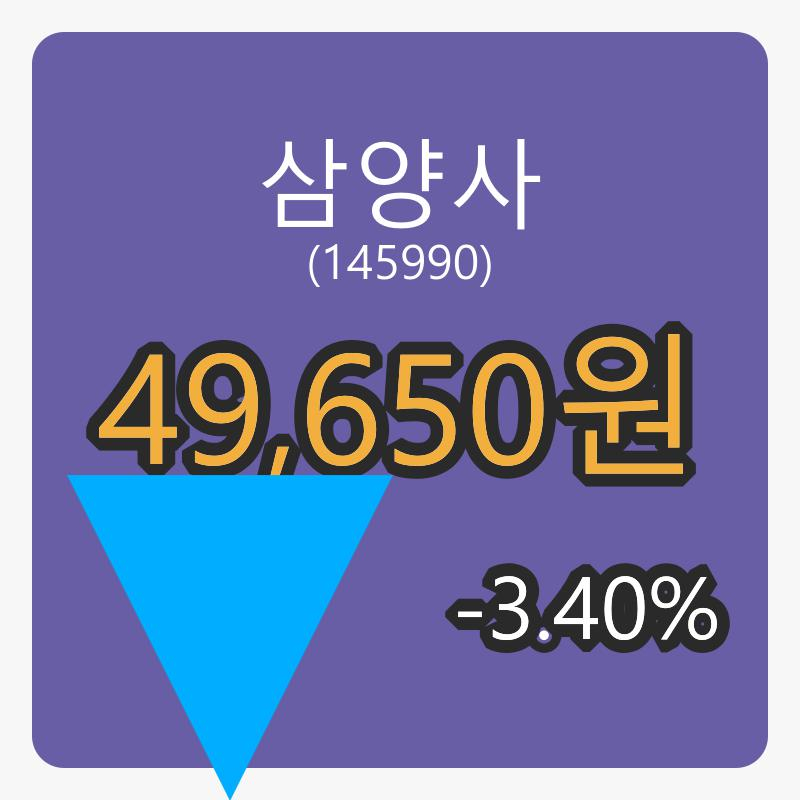 삼양사 6일 장종주가 49,650원 전일비 -3.40% 변동..