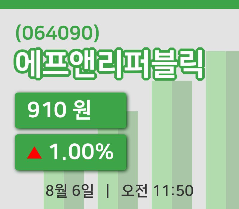 [에프앤리퍼블릭주가] 6일 이시각 현재  910원