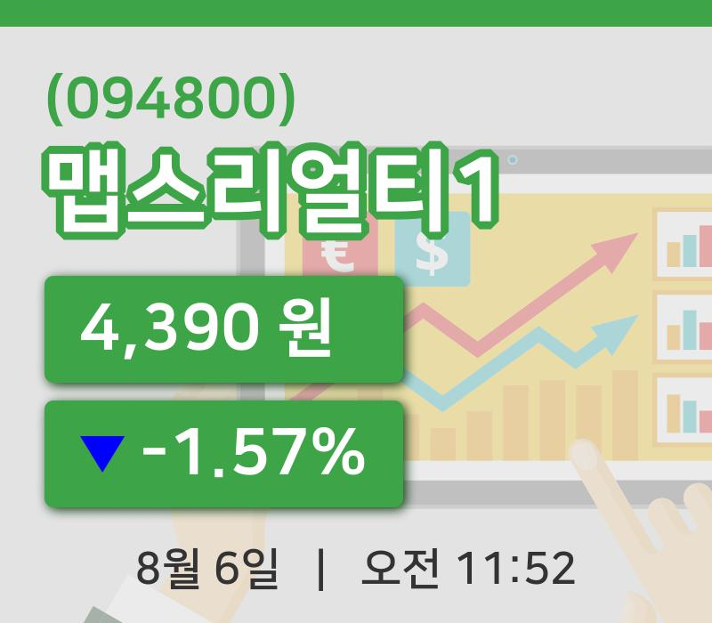 [맵스리얼티1주가] 6일 이시각 현재  4,390원