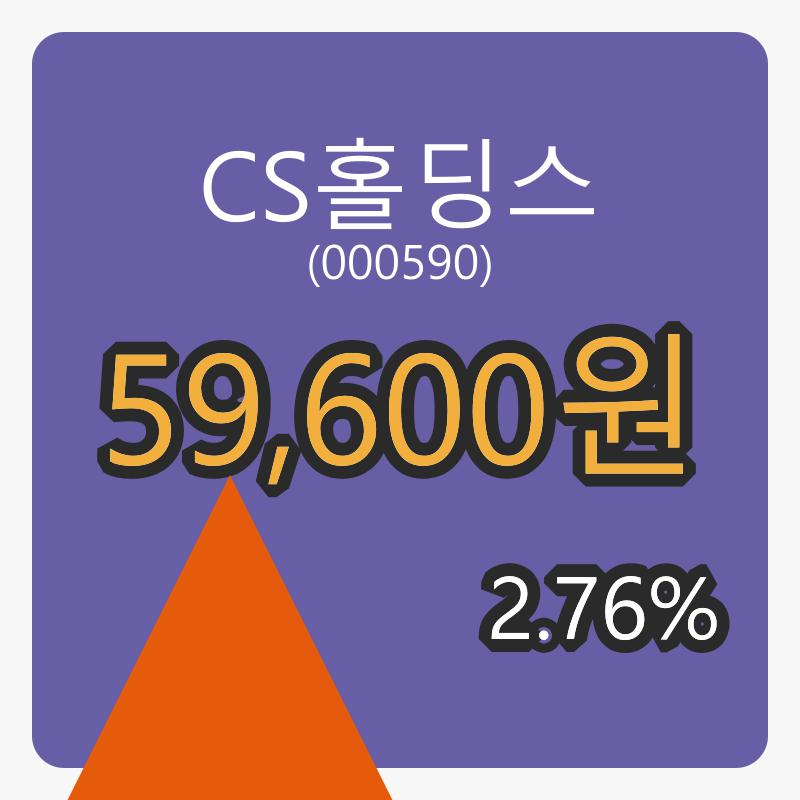 6일 CS홀딩스마감가 59,600원 전일대비 2.76프로등락..