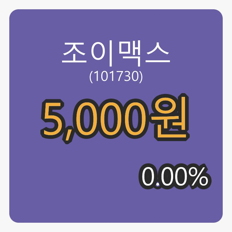 조이맥스 6일 장종주가 5,000원, 0.00프로 변동..