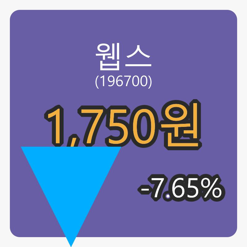 웹스장종주가 1,750원 전일대비 -7.65%등락..