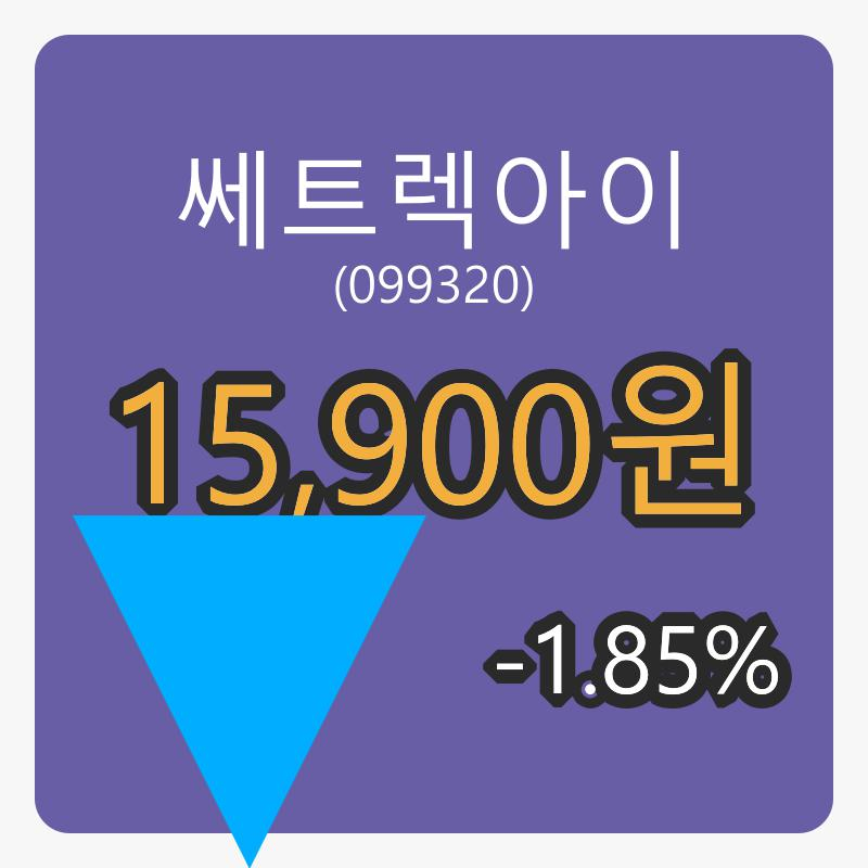 쎄트렉아이 6일 장종주가 15,900원 -1.85프로 변동..