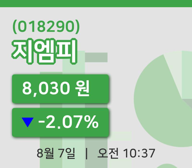 [지엠피주가] 10시 37분 현재 8,030원
