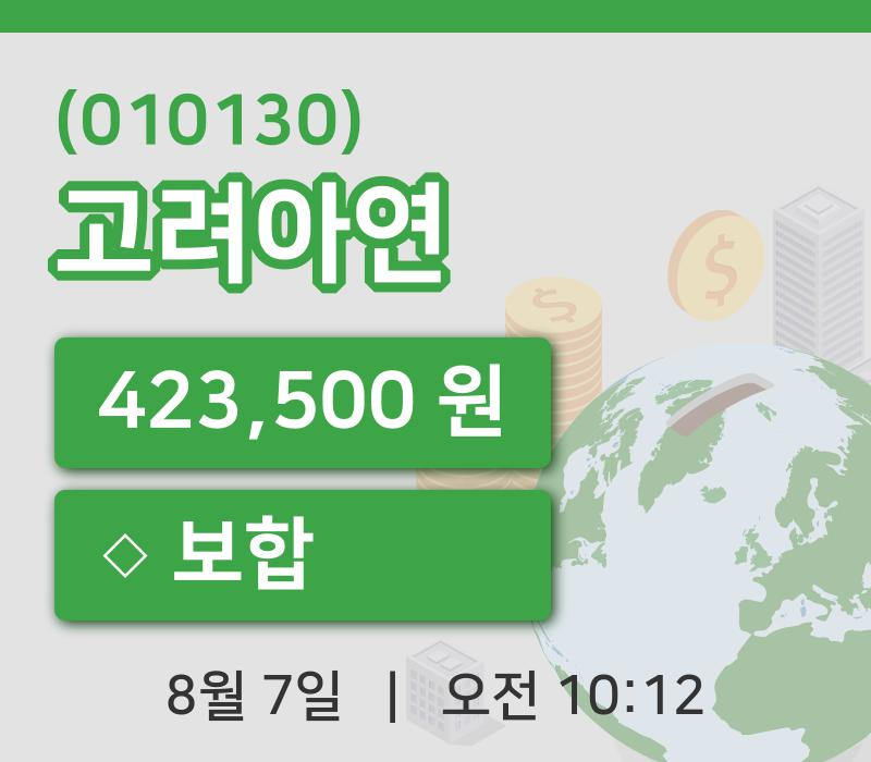 [고려아연주가] 10시 12분 현재 423,500원