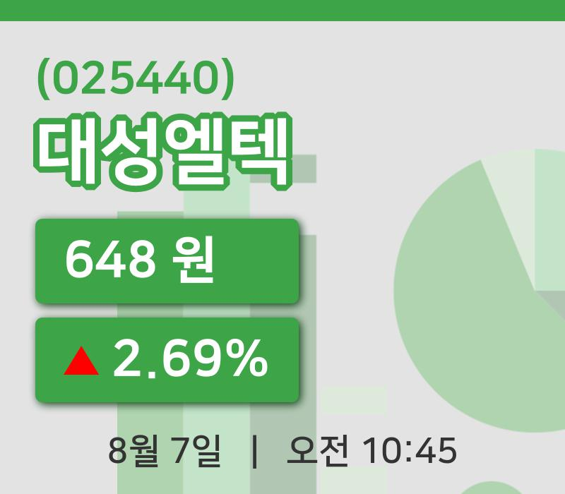 [대성엘텍주가] 7일 이시각 현재  648원