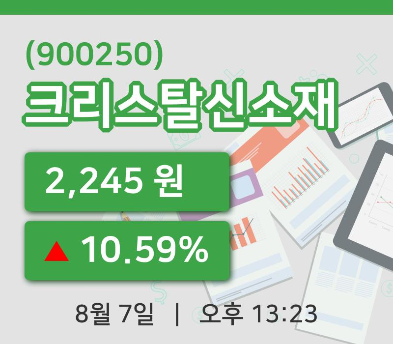 [크리스탈신소재주가] 7일 13시 23분 현재 2,245원