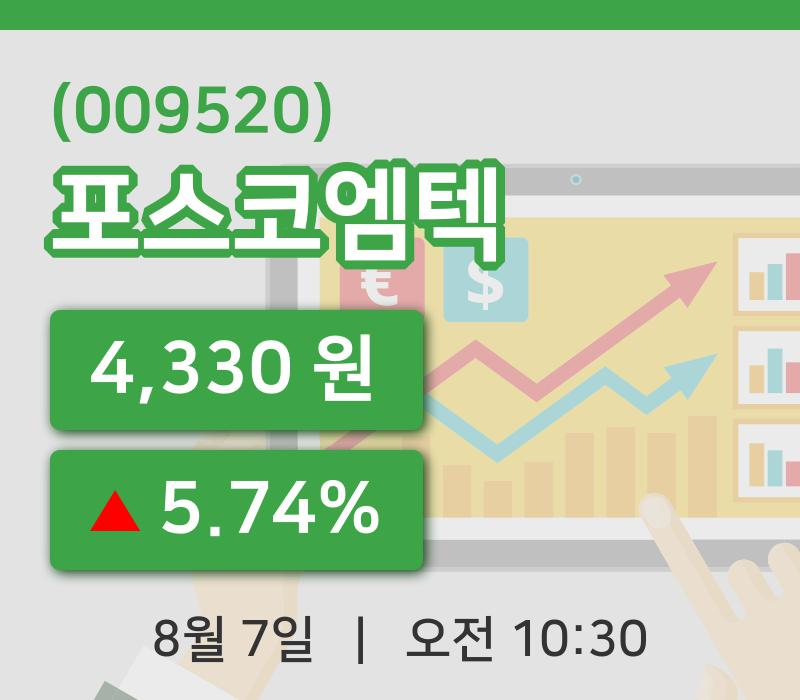 [포스코엠텍주가] 7일 이시각 현재  4,330원
