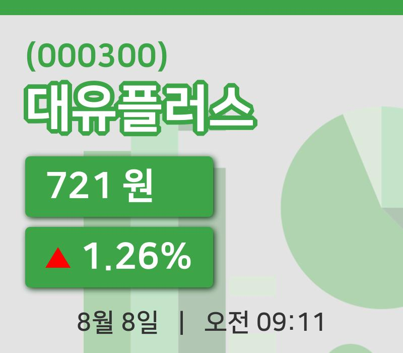 [대유플러스주가] 9시 11분 현재 721원