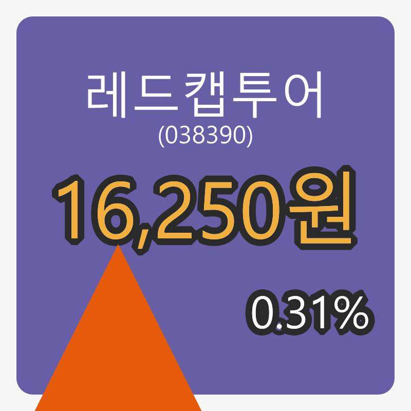 레드캡투어장종주가 16,250원 0.31퍼센트 등락..
