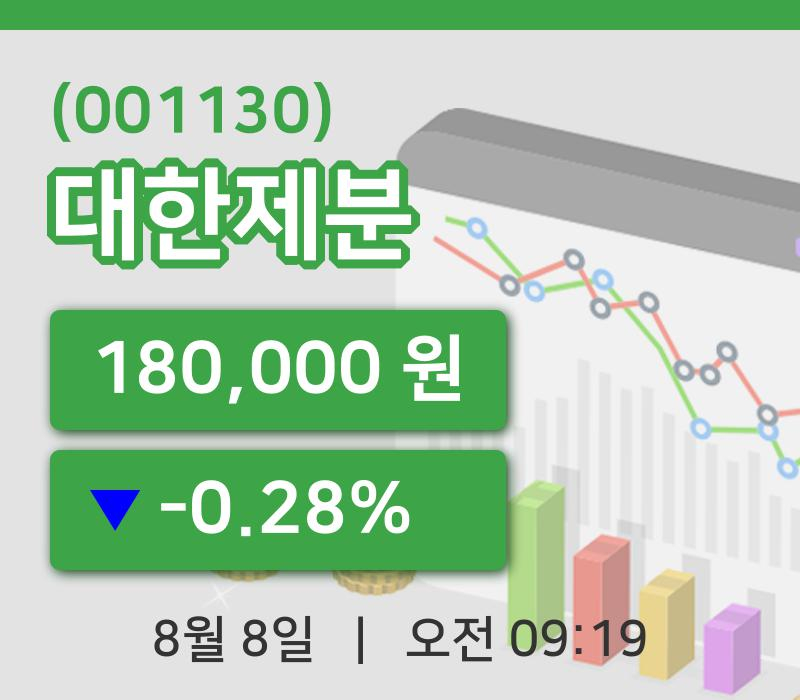 [대한제분주가] 8일 9시 19분 현재 180,000원