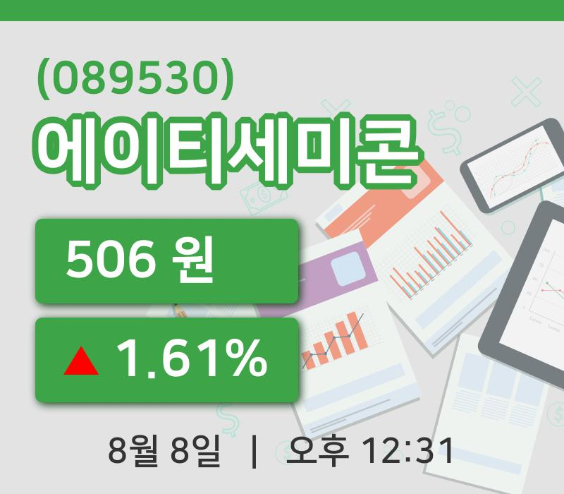 [에이티세미콘주가] 8일 이시각 현재  506원