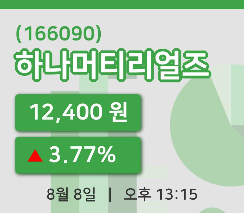 [하나머티리얼즈주가] 8일 이시각 현재  12,400원