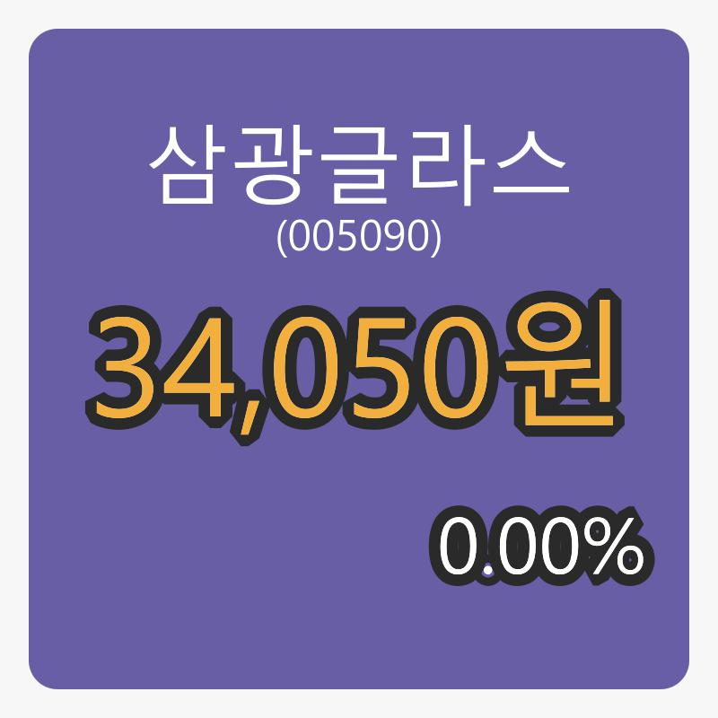 삼광글라스 8일 마감가 34,050원, 전일대비 0.00프로등락..