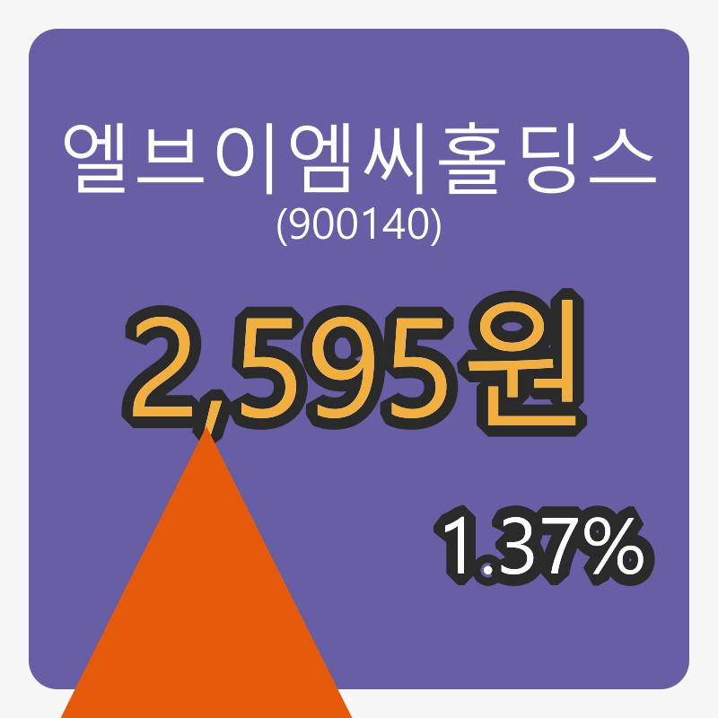 엘브이엠씨홀딩스장종주가 2,595원, 1.37% 변동..