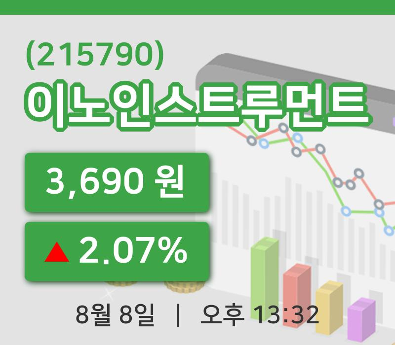[이노인스트루먼트주가] 8일 13시 32분 현재 3,690원