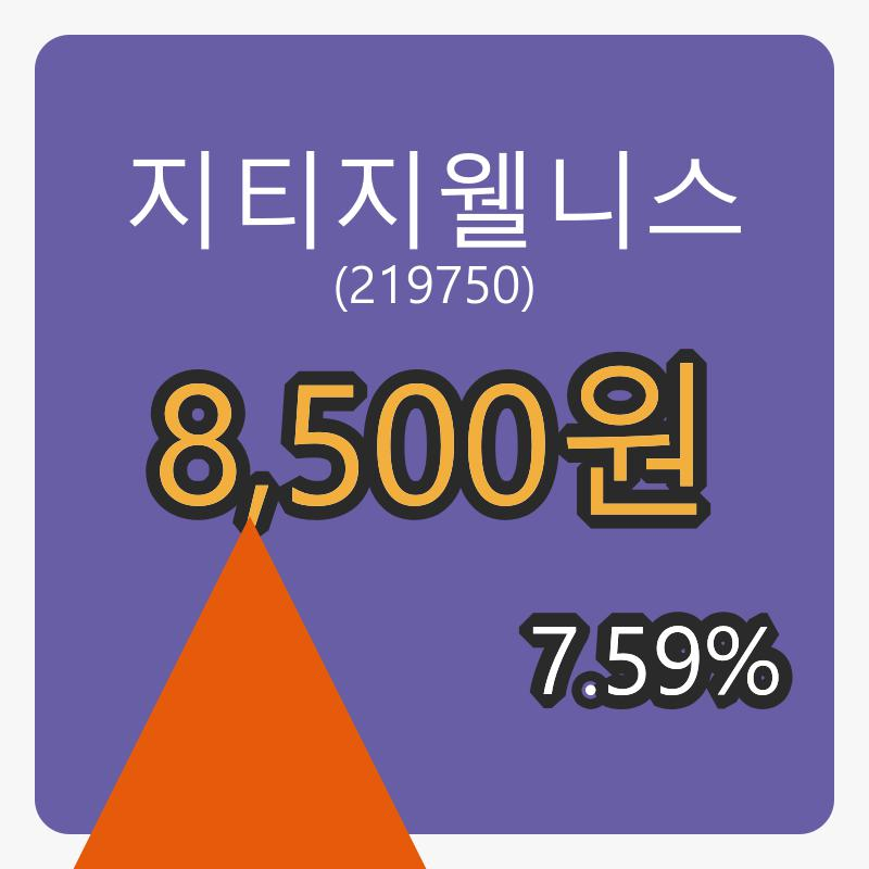 8일 지티지웰니스마감가 8,500원, 전일대비 7.59프로 변동..