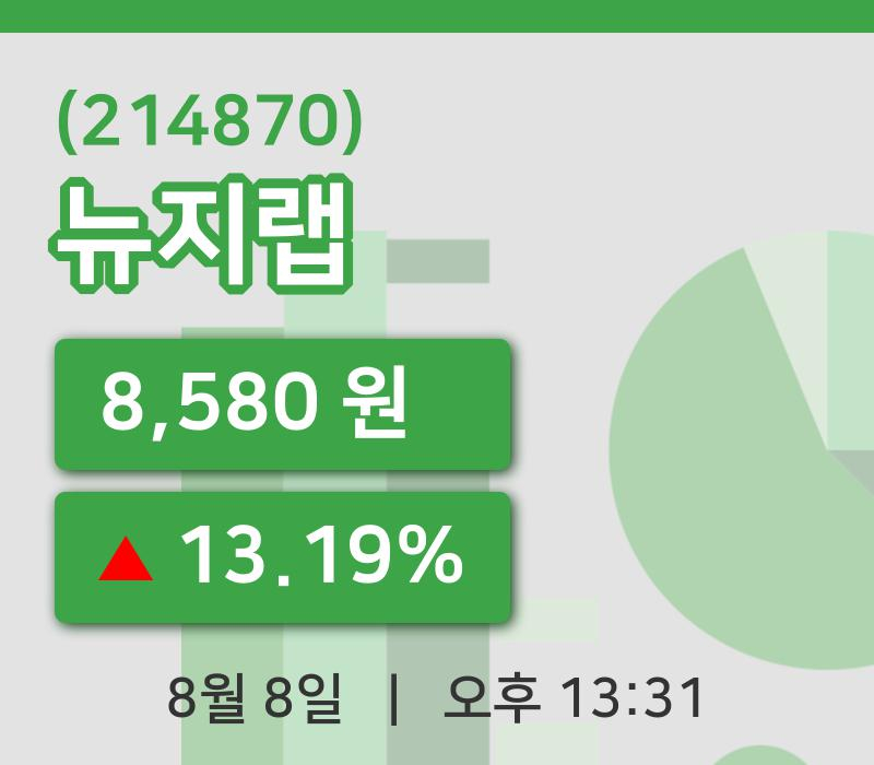 [뉴지랩주가] 8일 13시 31분 현재 8,580원