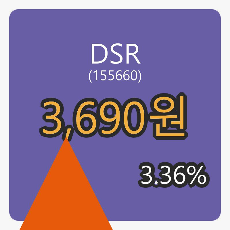 DSR 8일 장종주가 3,690원, 전일비 3.36퍼센트등락..