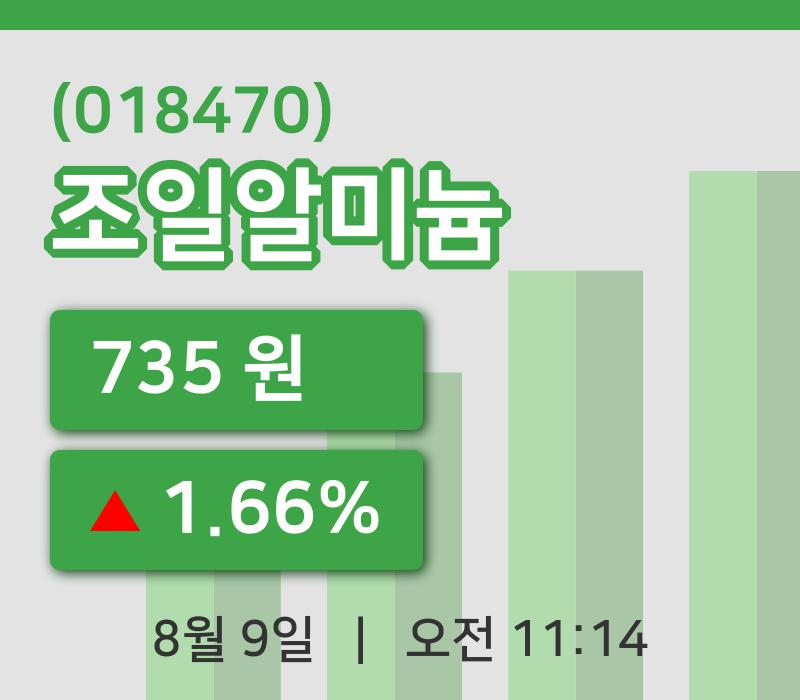 [조일알미늄주가] 9일 11시 14분 현재 735원