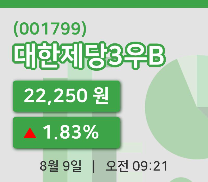 [대한제당3우B주가] 9일 이시각 현재  22,250원