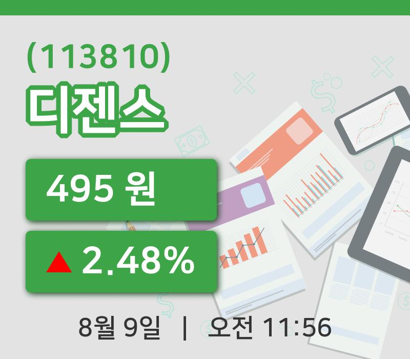 [디젠스주가] 9일 이시각 현재  495원