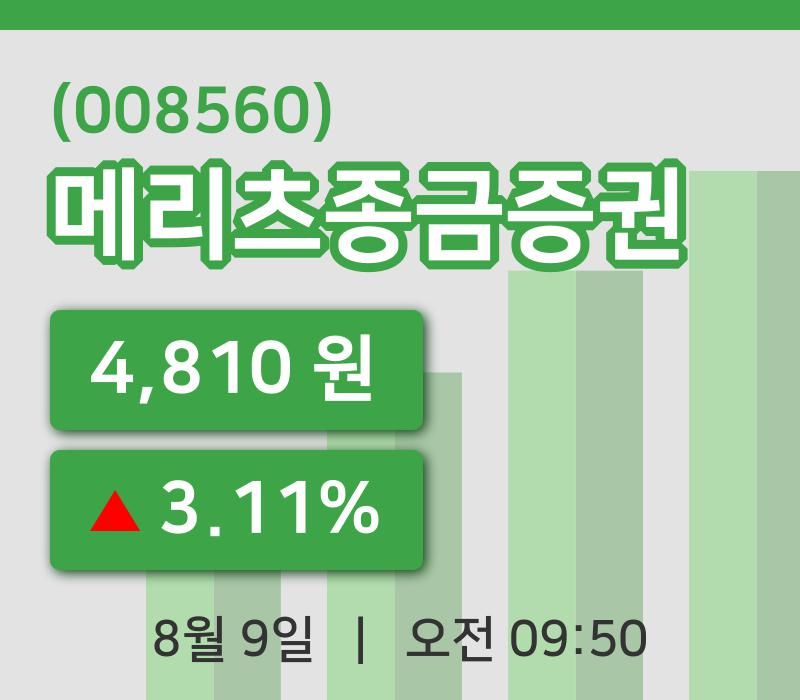 [메리츠종금증권주가] 9일 9시 50분 현재 4,810원