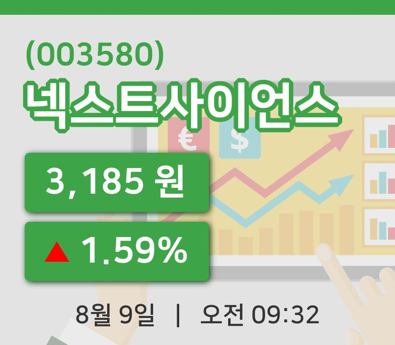 [넥스트사이언스주가] 9일 9시 32분 현재 3,185원