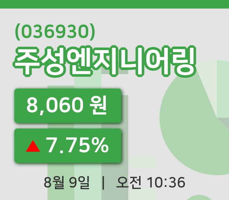 [주성엔지니어링주가] 9일 10시 36분 현재 8,060원