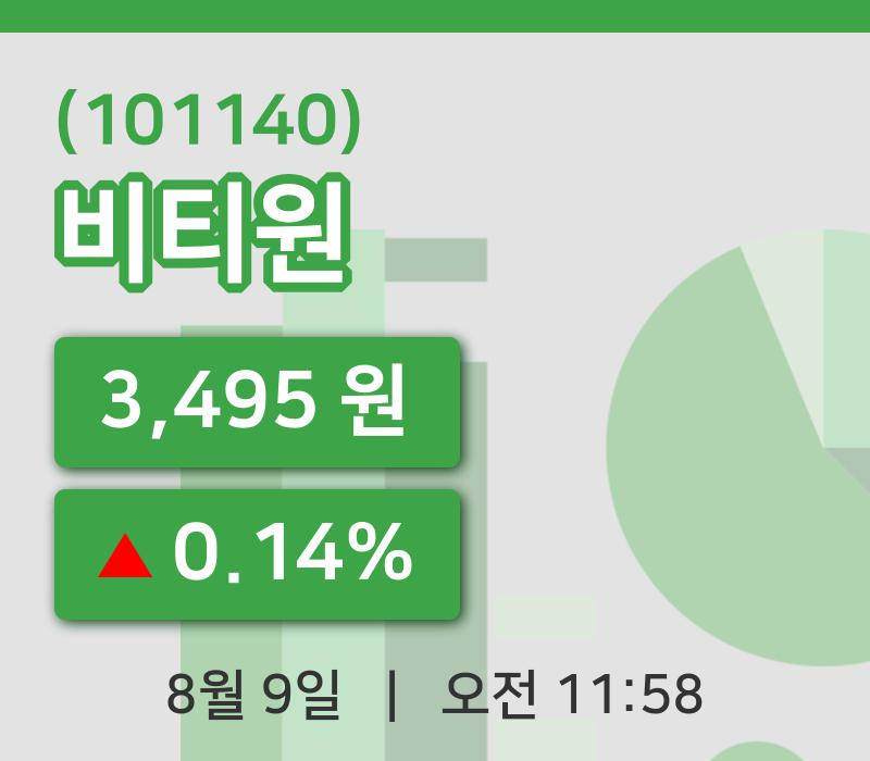 [비티원주가] 9일 이시각 현재  3,495원