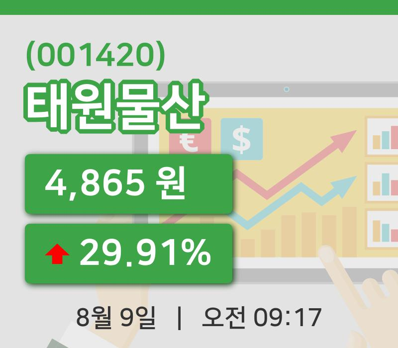 [태원물산주가] 9시 17분 현재 4,865원