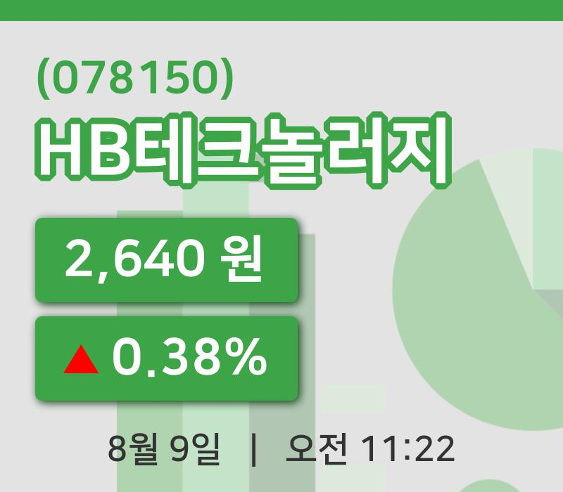 [HB테크놀러지주가] 9일 11시 22분 현재 2,640원