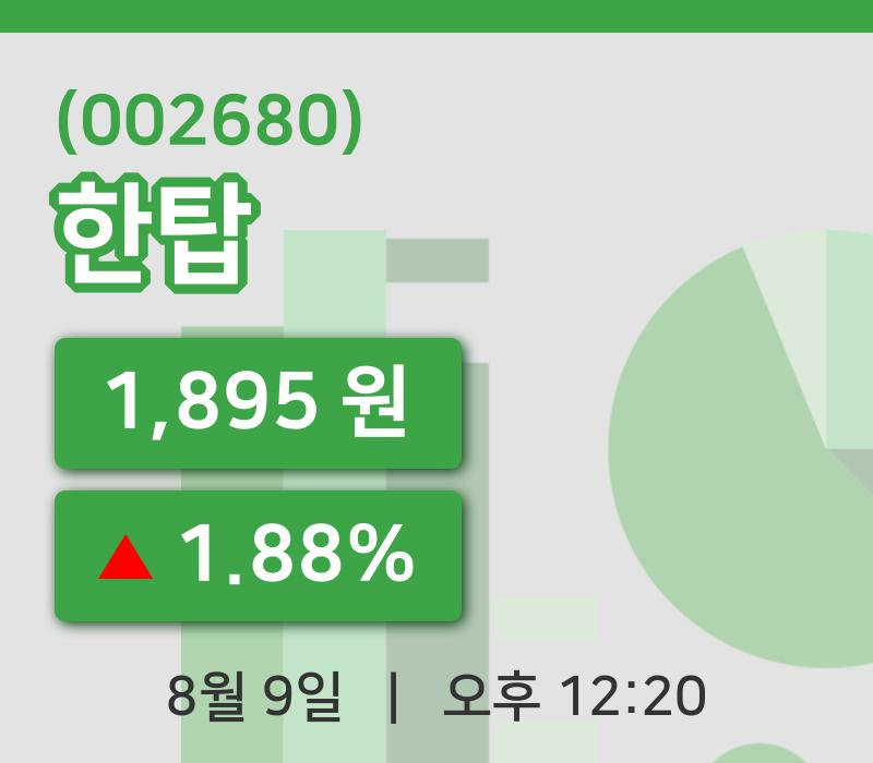 [한탑주가] 9일 12시 20분 현재 1,895원