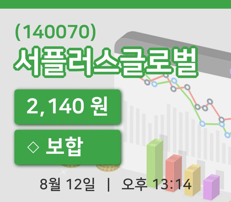 [서플러스글로벌주가] 12일 이시각 현재  2,140원