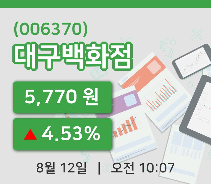 [대구백화점주가] 10시 07분 현재 5,770원