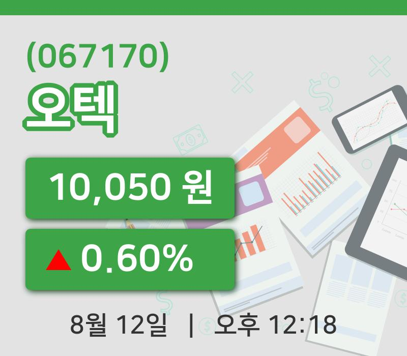 [오텍주가] 12일 이시각 현재  10,050원
