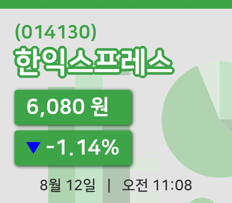[한익스프레스주가] 12일 이시각 현재  6,080원
