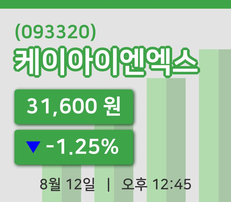 [케이아이엔엑스주가] 12일 이시각 현재  31,600원
