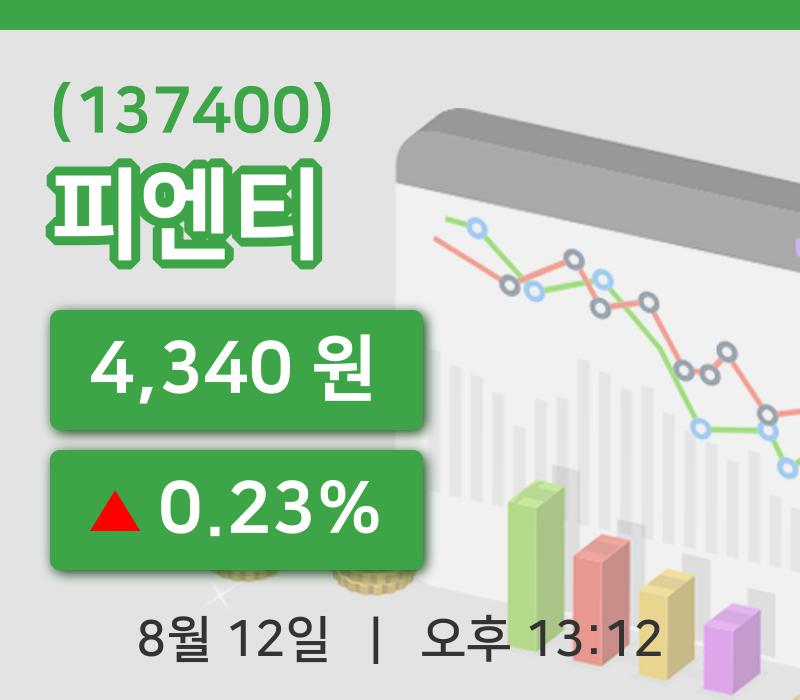 [피엔티주가] 13시 12분 현재 4,340원