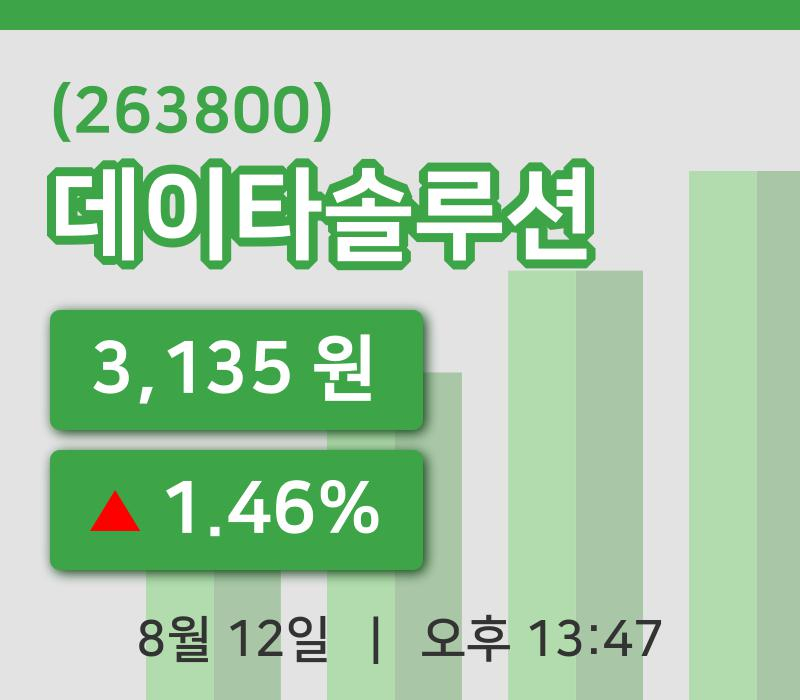 [데이타솔루션주가] 12일 13시 47분 현재 3,135원