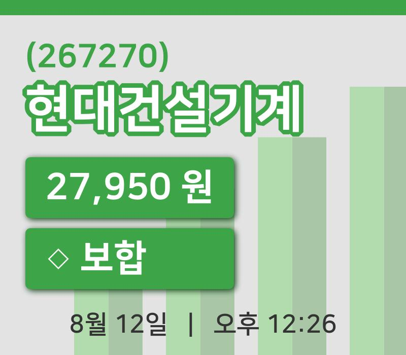 [현대건설기계주가] 12시 26분 현재 27,950원