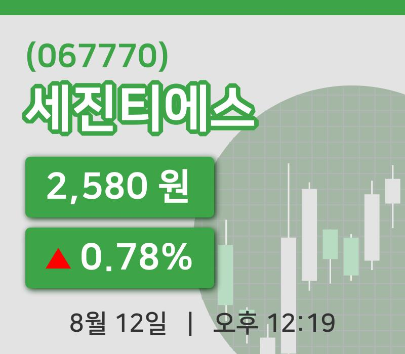 [세진티에스주가] 12일 이시각 현재  2,580원