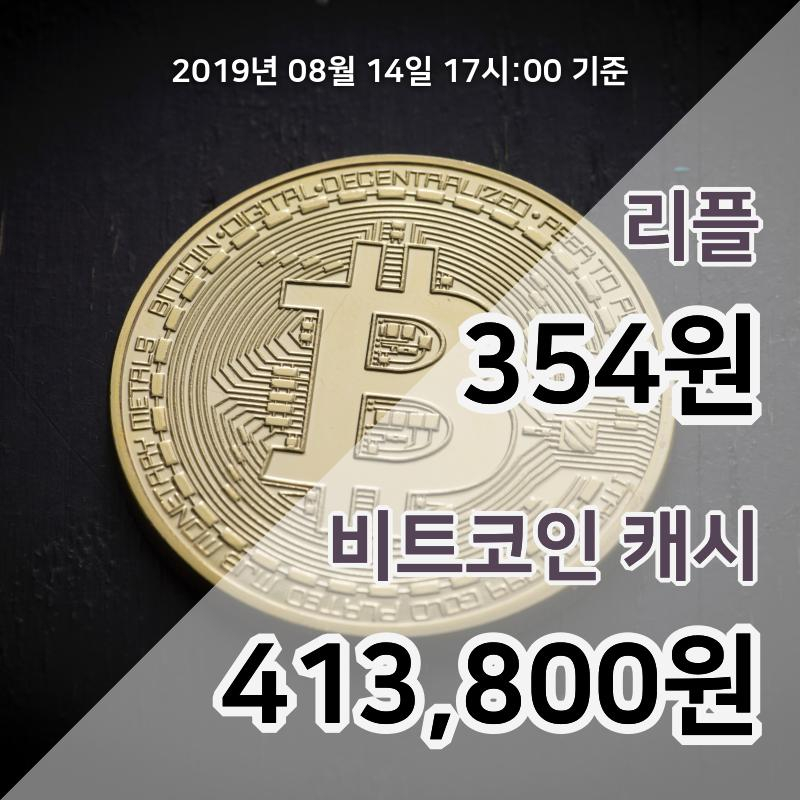 [코인원 시황] 14일 17시 기준 현재 리플 361원 하락세, 비트코인캐시 43만1250원 상승세