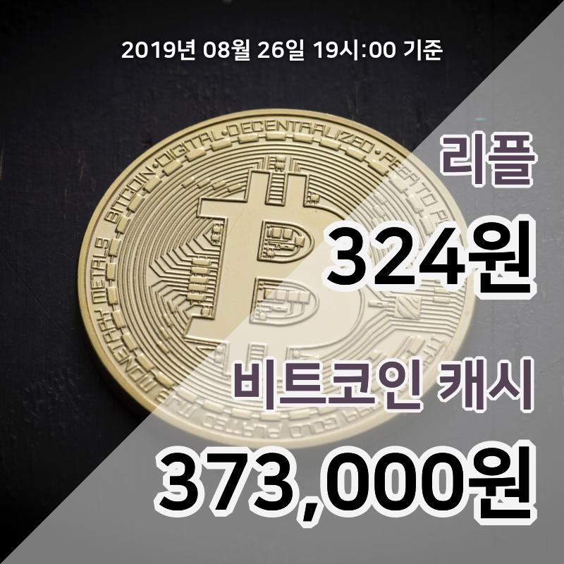 [코인원 시황] 26일 19시 기준 리플 현재가 334원, 비트코인캐시 37만6450원