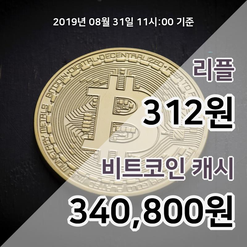 [코인원 시황] 31일 11시 기준 리플 현재가 314원, 비트코인캐시 34만6000원