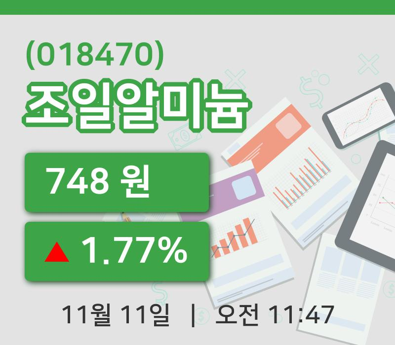 [조일알미늄주가] 11일 이시각 현재  748원