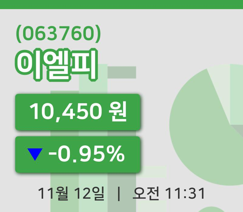 [이엘피주가] 12일 이시각 현재  10,450원