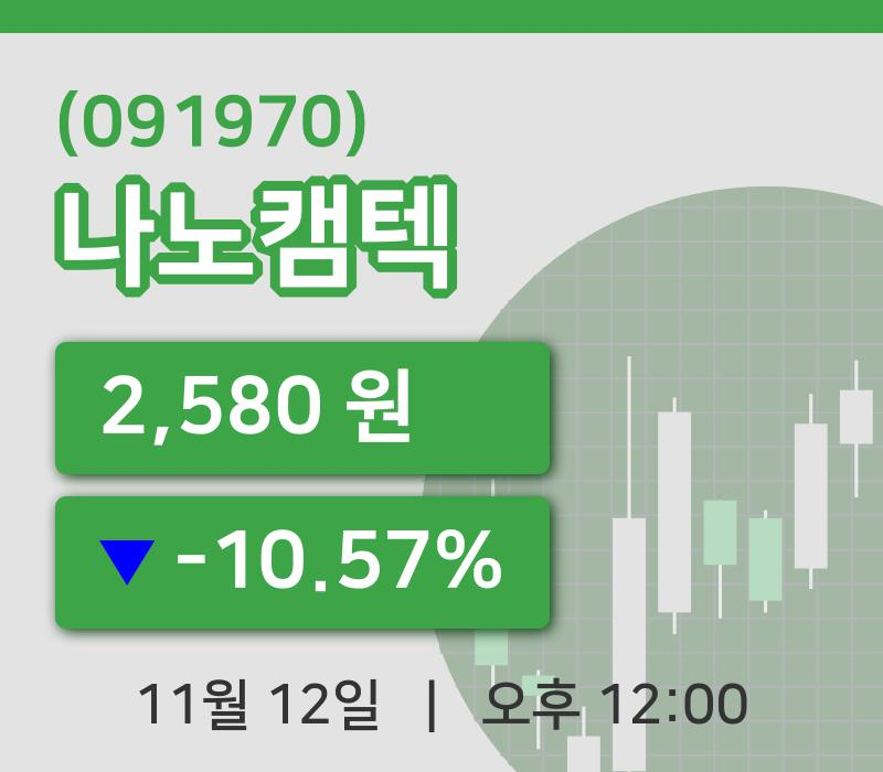 [나노캠텍주가] 12일 이시각 현재  2,580원