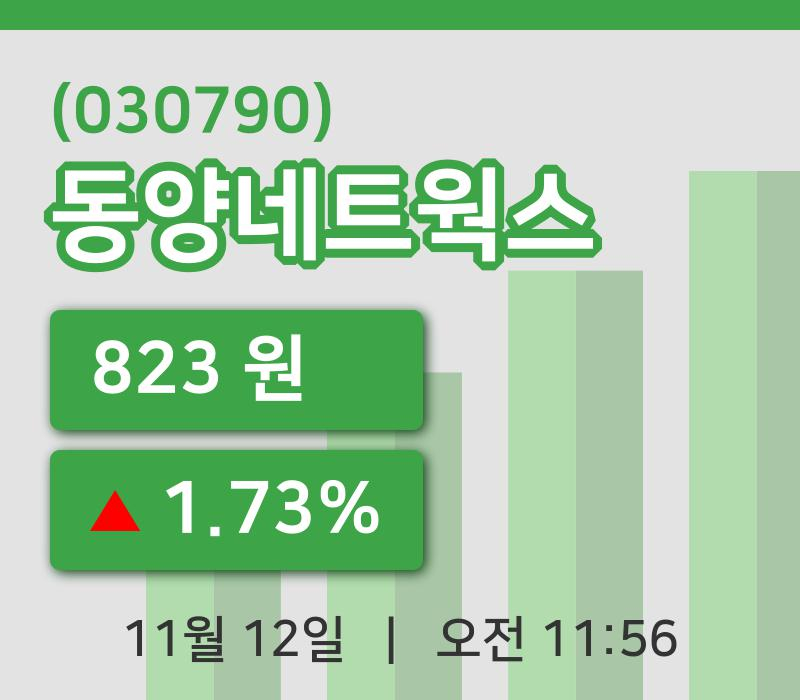 [동양네트웍스주가] 12일 11시 56분 현재 823원