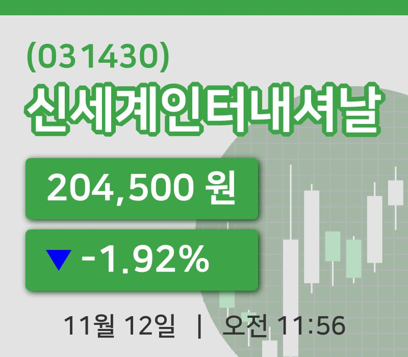 [신세계인터내셔날주가] 12일 이시각 현재  204,500원